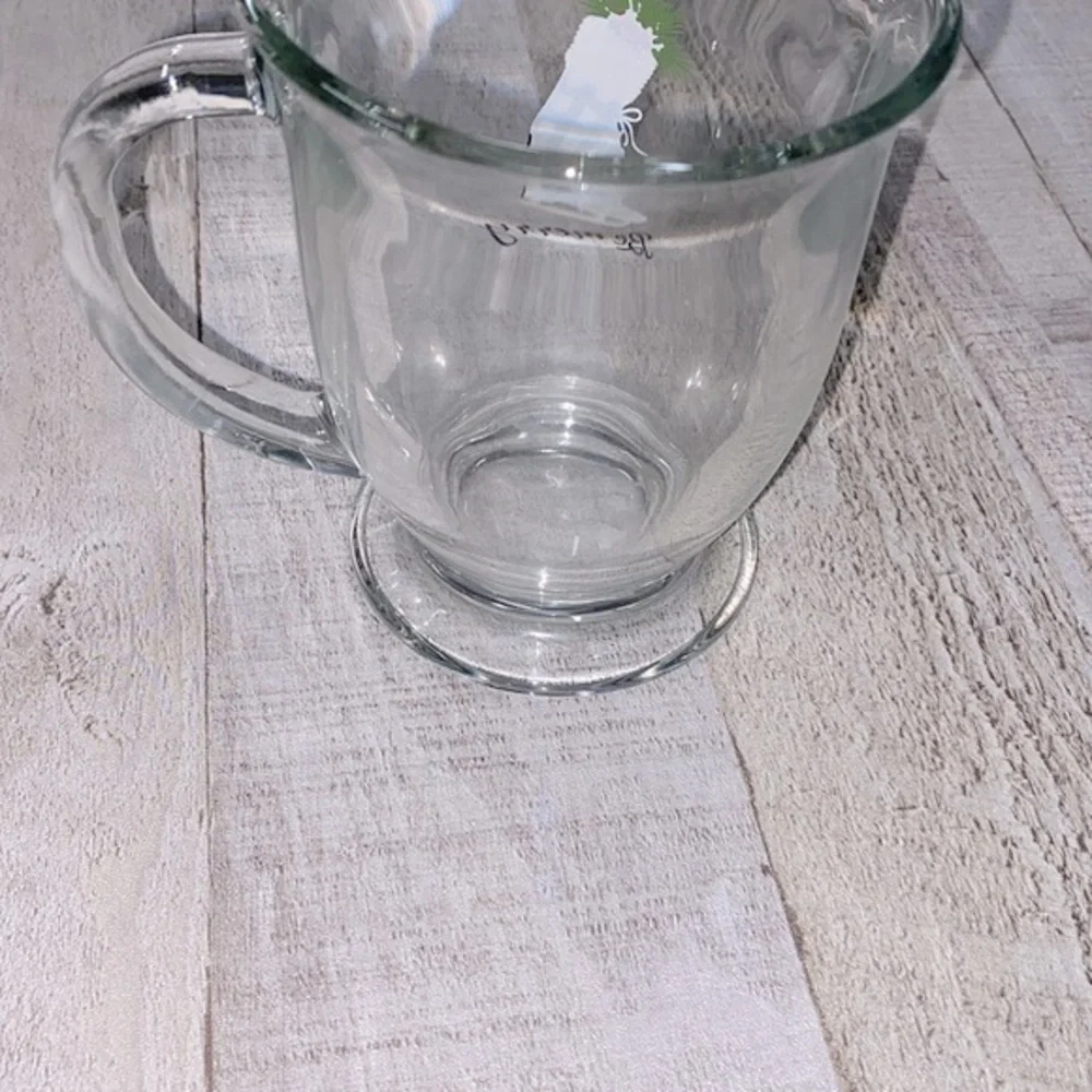 Be Merry glass Christmas mug Buffalo check ice skate